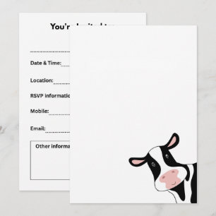 Cow, cute cow, animal invitation