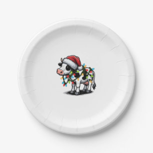 Cow Cute Funny Santa Christmas Paper Plate
