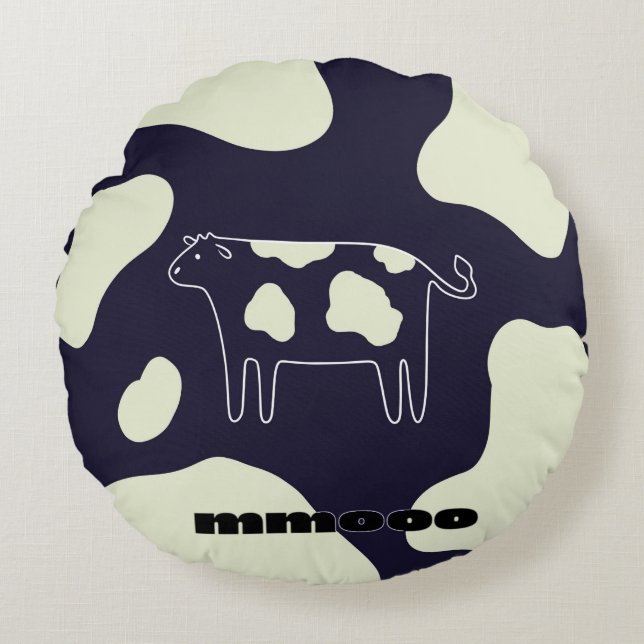 Cow cute round cushion (Front)