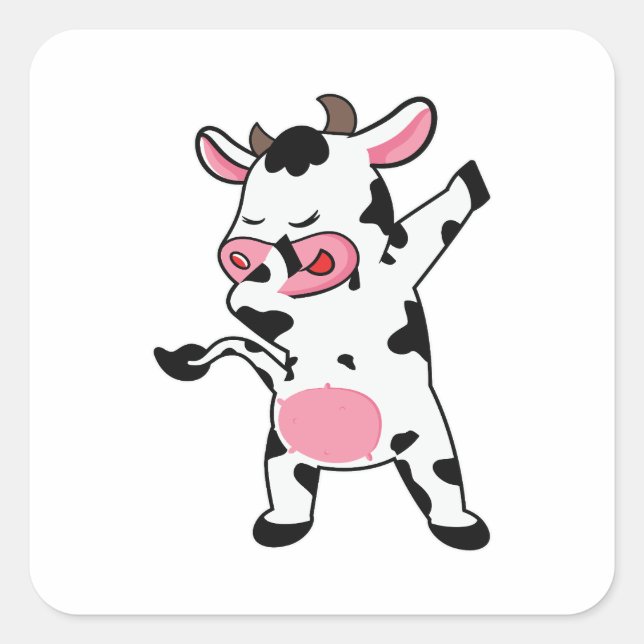 Cow Dabbing Farmer Dab Dance Square Sticker (Front)