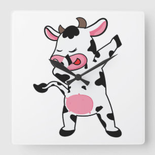 Cow Dabbing Farmer Dab Dance Square Wall Clock