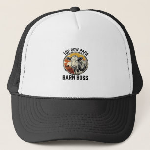 Cow Dad Shirt Vintage Engraved Farm Father Graphic Trucker Hat