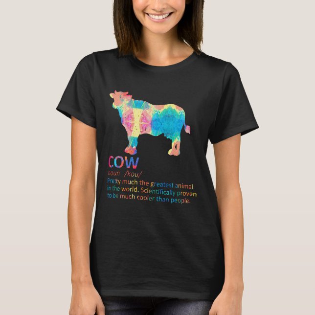 Cow Definition Milk Dairy Cattle Farmer  Painting T-Shirt (Front)