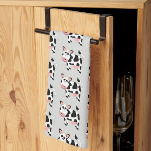 Cow Design Any Colour Background Tea Towel
