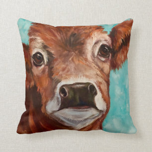 Cow Design in Aqua Cushion