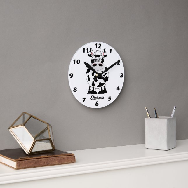 Cow Design Round Clock (Office)