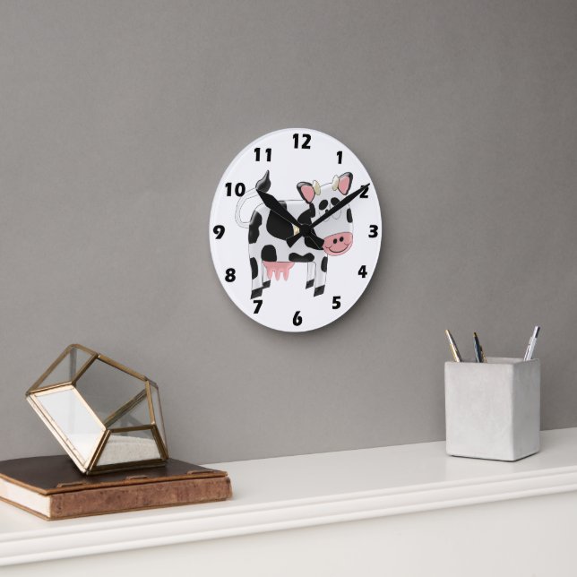 Cow Design Round Clock (Office)