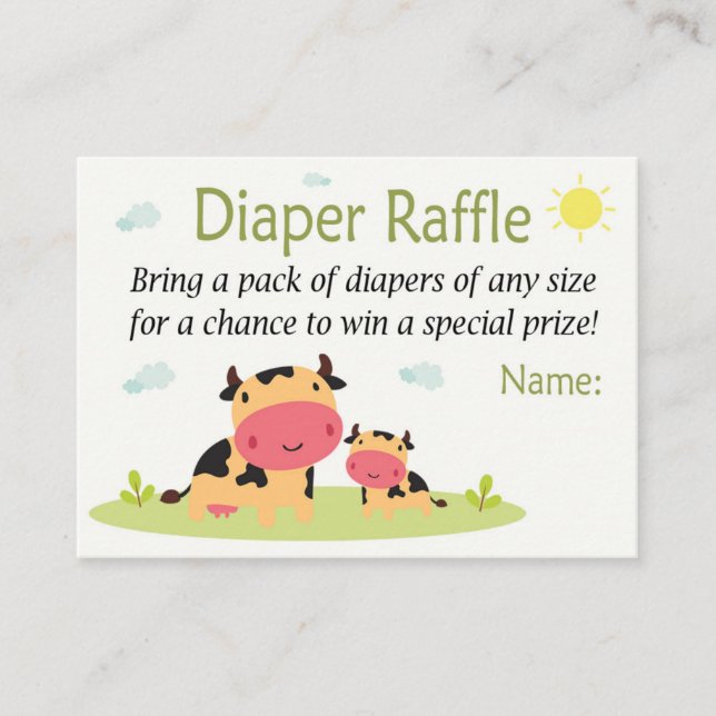 Cow Diaper Raffle Tickets (Front)