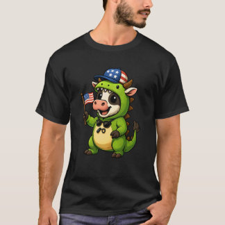 Cow Dinosaur Costume Trex Animal Lover 4th July Bo T-Shirt