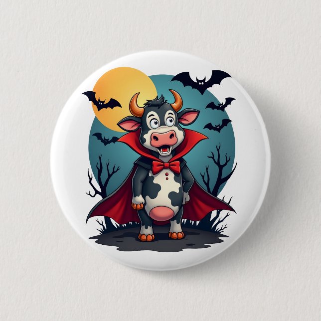 Cow Dracula Rises 6 Cm Round Badge (Front)