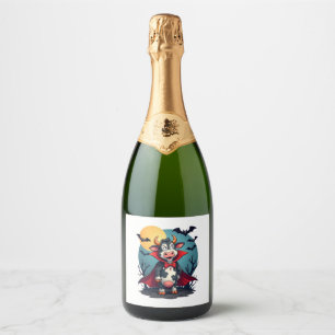 Cow Dracula Rises Sparkling Wine Label