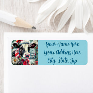 Cow Dreaming of Warmer Times Floral Personalised Return Address Label