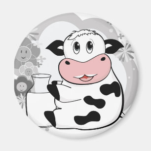 Cow drinking milk magnet