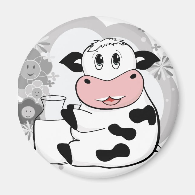 Cow drinking milk magnet (Front)