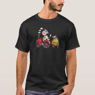 Cow drives tractor for farm animals T-Shirt