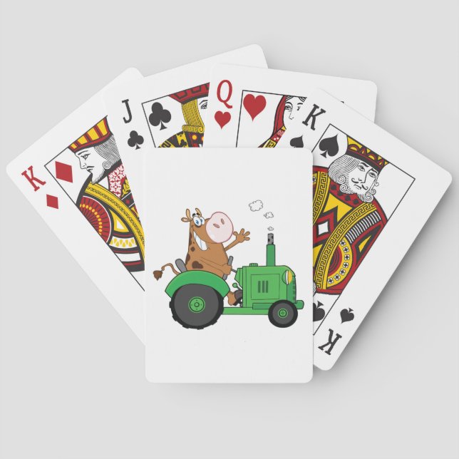 Cow Driving A Tractor Playing Cards (Back)