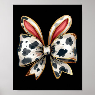 Cow Easter Bunny Ears Sticker Poster
