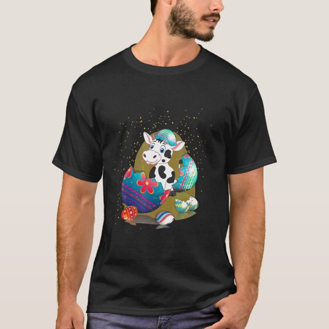 Cow Easter Eggs Happy Easter Bunny Tee (Front)