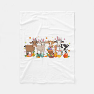 Cow Easter Farm Animal Farmer Easter Eggs Bunny Bo Fleece Blanket
