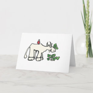 Cow Eating Clovers Personalised Greeting Card