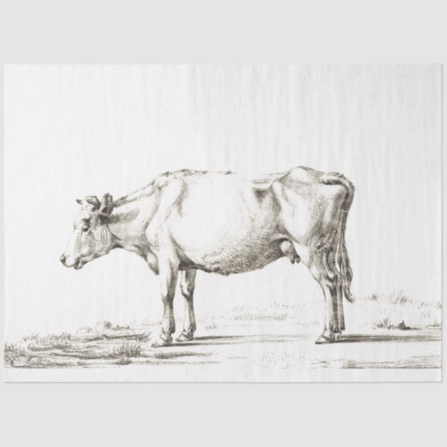 Cow Ephemera Decoupage Vintage Farm Tissue Paper (Front)