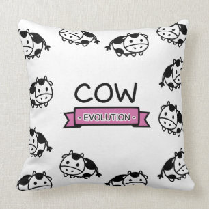 Cow Evolution Cotton Throw Pillow 20x20