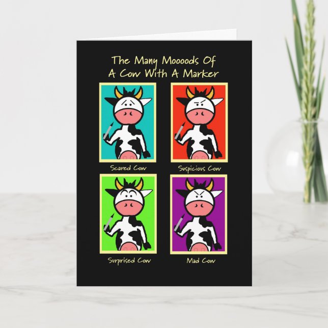 Cow Eyebrows Funny Birthday Card (Front)