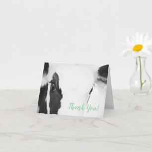 Cow Face Close-up Baby Shower Thank You Card Green