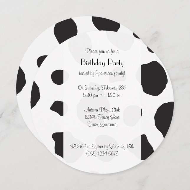 Cow Face, Cow Nose, Cow Spots - Pink Black White Invitation (Front/Back)
