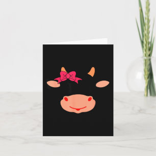 Cow Face Eyelashes Bow Funny Halloween Costume Card