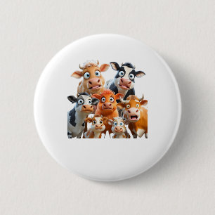 Cow Face Funny Cute Animal Cow Farmer Cow Baby Lov 6 Cm Round Badge
