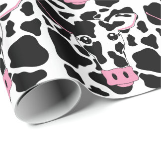 Cow Face with Cow Print Wrapping Paper