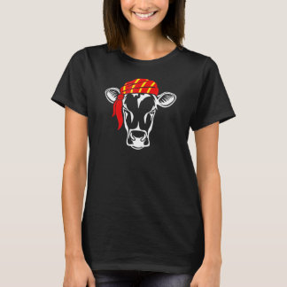 Cow Face With Red Bandanna Pirate Scarf T-Shirt