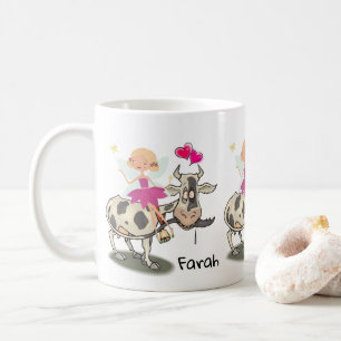 Cow Fairy Floral Pink Hearts  Mug