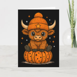Cow Fall Heifer Pumpkin Women Girl Thanksgiving Card