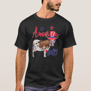 Cow Farm 4th Of July Patriotic Farmer Girl America T-Shirt