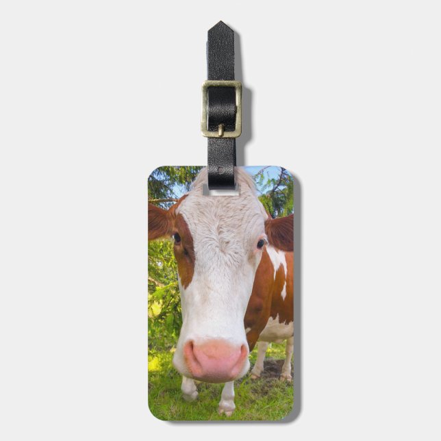 Cow Farm Animal Photo Personalised Name Luggage Tag (Front Vertical)