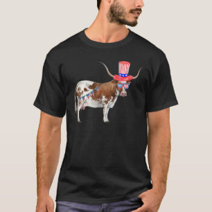 Cow Farm Animals 4th Of July Farmer Girl Patriotic T-Shirt