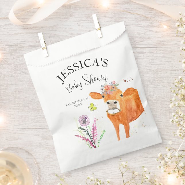 Cow Farm Animals Country Baby Shower Girl Boy Favour Bag (Clipped)