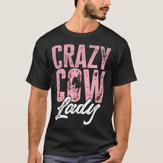 Cow Farm Animals - Crazy Cow Lady Pullover Hoodie (Front)