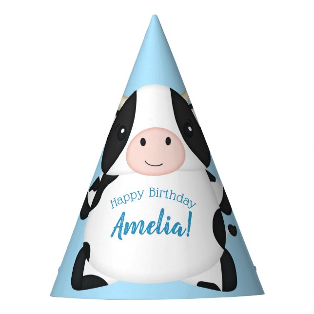Cow Farm Birthday Party Hat (Front)
