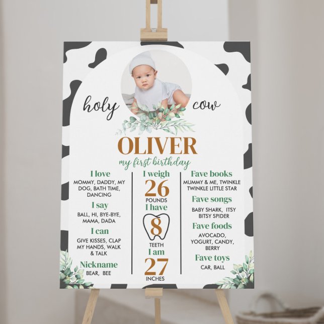 Cow Farm First Birthday Milestone Sign (Creator Uploaded)