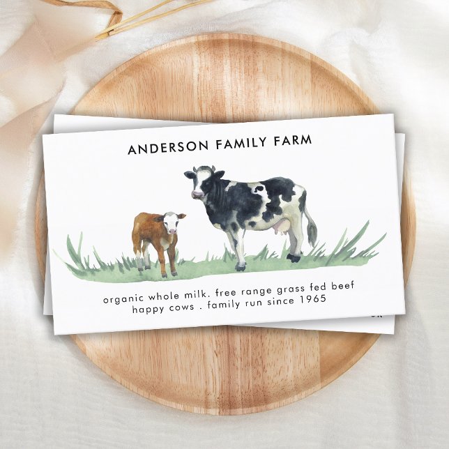 Cow Farm Free Range Beef Meat Dairy QR Code Business Card (Creator Uploaded)