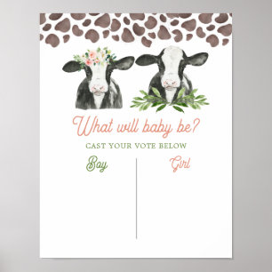 Cow Farm Gender Reveal Voting Board Poster