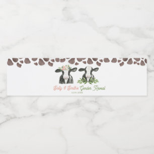 Cow Farm Gender Reveal Water Bottle Label