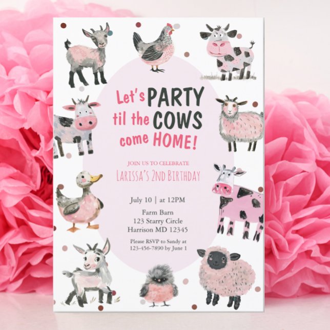 Cow Farm Girls Second Birthday Invitation (Creator Uploaded)