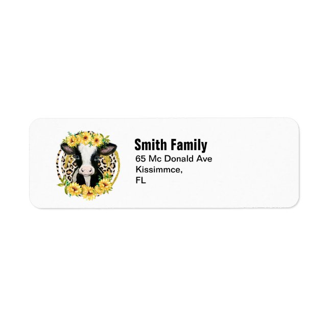 Cow farm label return address label (Front)