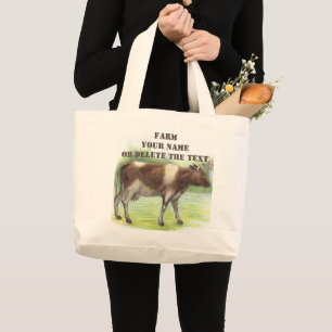 Cow farm  large tote bag