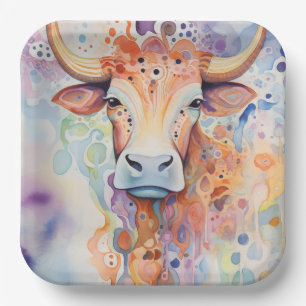 Cow Farm Purple Paper Plate