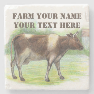 Cow farm  stone coaster